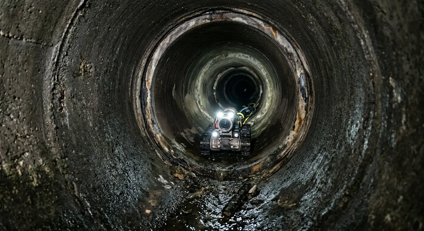 Robotic sewer camera inspecting pipe interior for Drain Snake Service in Rigby